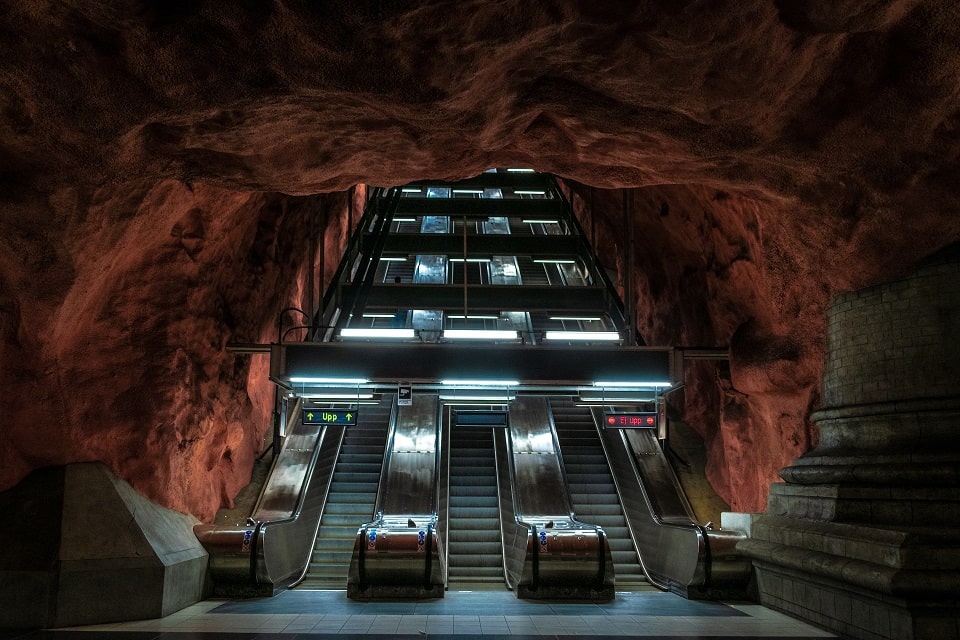 Rulltrappor i Solna tunnelbanestation