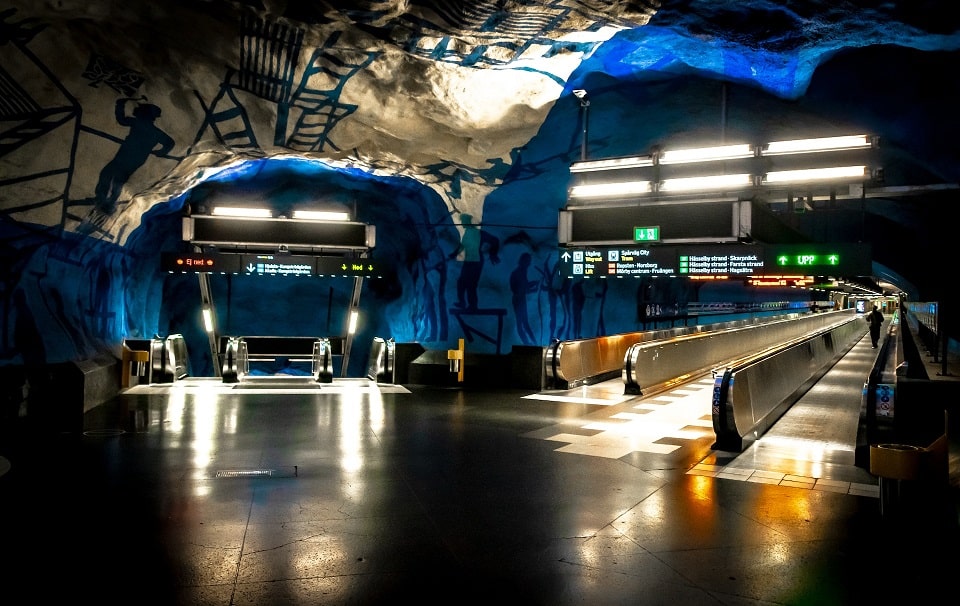 Escalators at T-centralen metro station