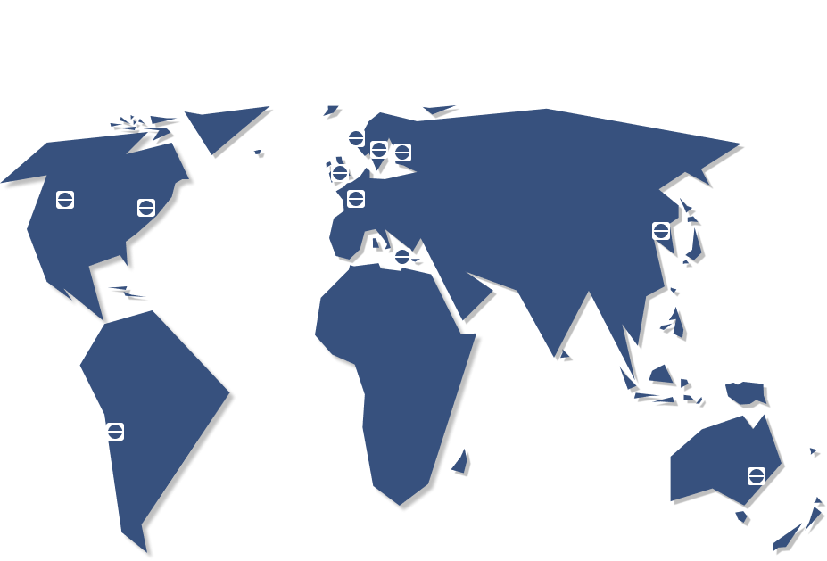 World map with pins showing locations where Usability Partners has worked