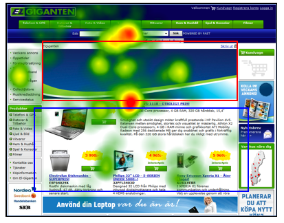 En heatmap av Elgigantens hemsida